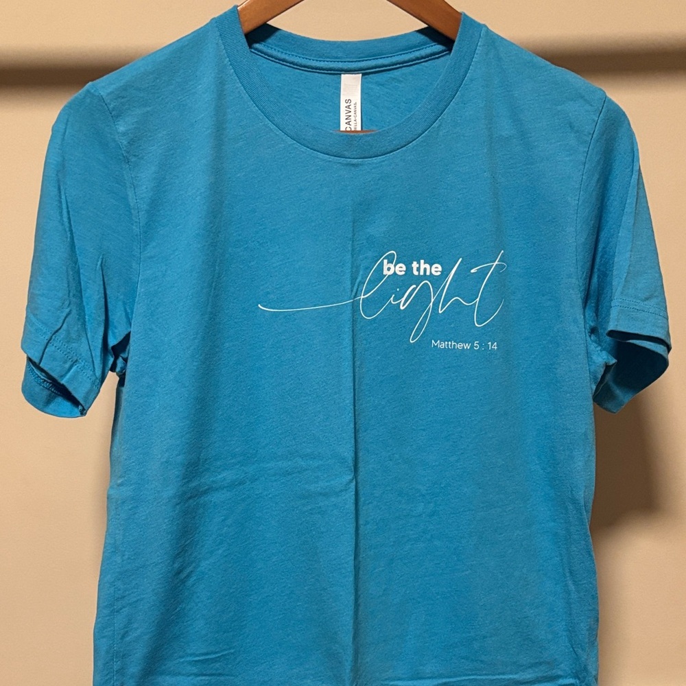 Bella Canvas Turquoise T-Shirt with Motivational Text - be the light